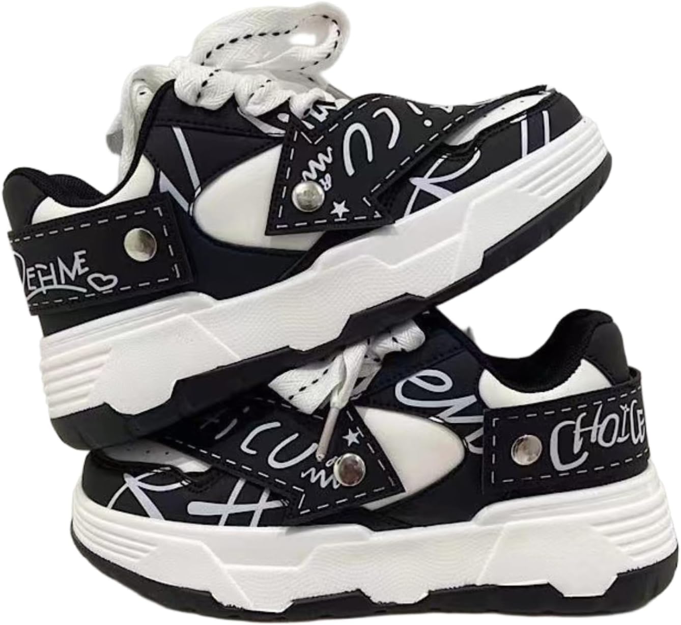 

Ретро кроссовки с рисунком буквы D для женщин с длинным ремешком-стрелкой, цветной блок, уличный стиль, повседневная обувь для прогулок и бега на платформе Ojqih, черный