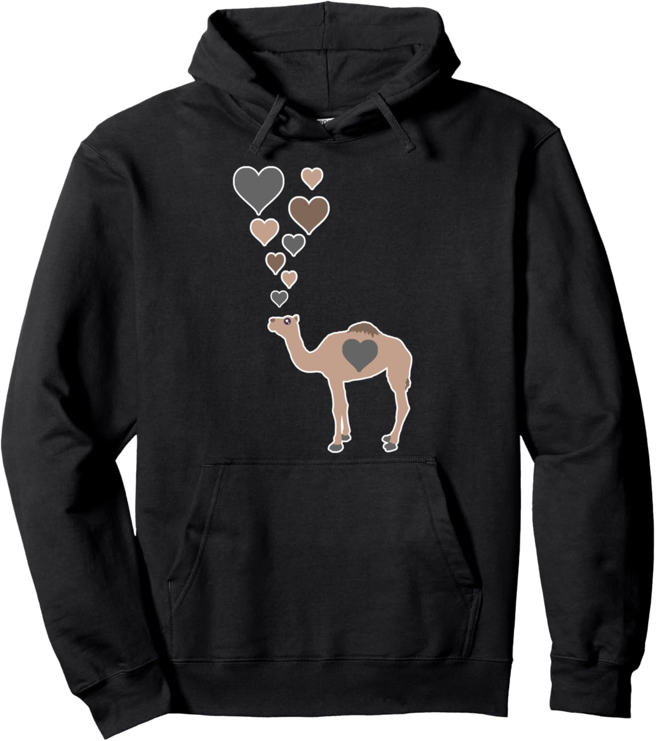 

Толстовка, Забавный верблюд с сердечками - Верблюд в толстовке Love Camels, черный