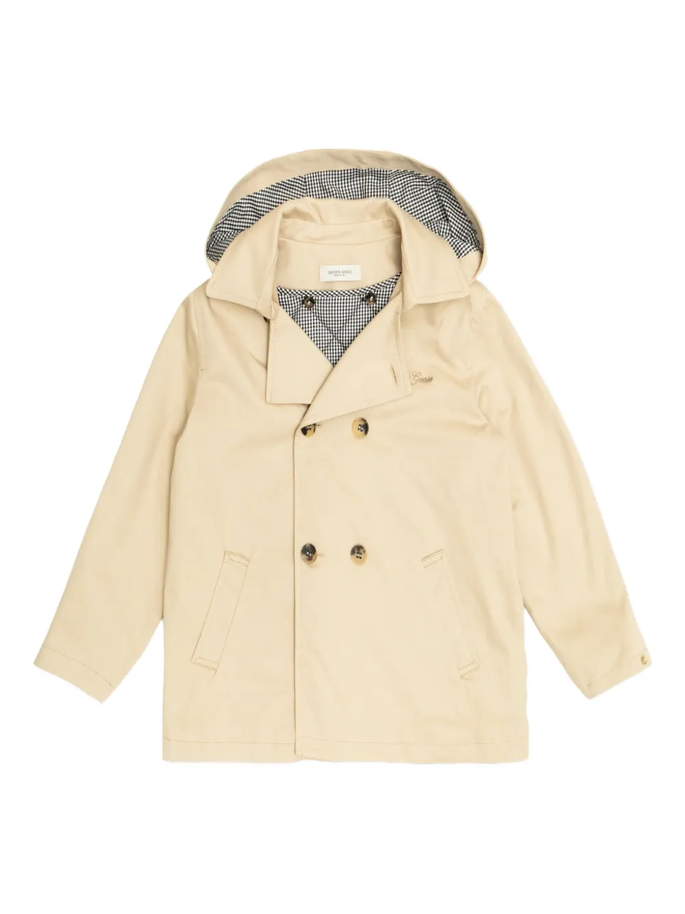 

Двубортное пальто с капюшоном Golden Goose Kids, нейтральный