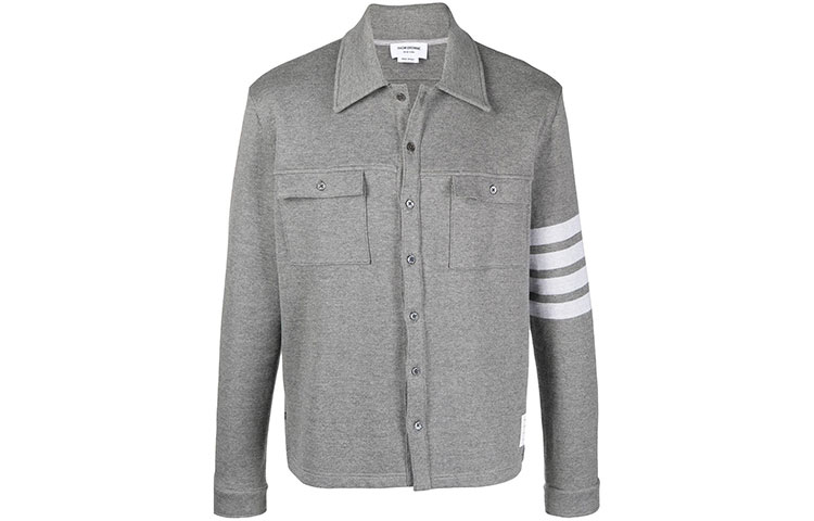

THOM BROWNE Полосатая хлопковая толстовка с четырьмя полосами, Medium Gray
