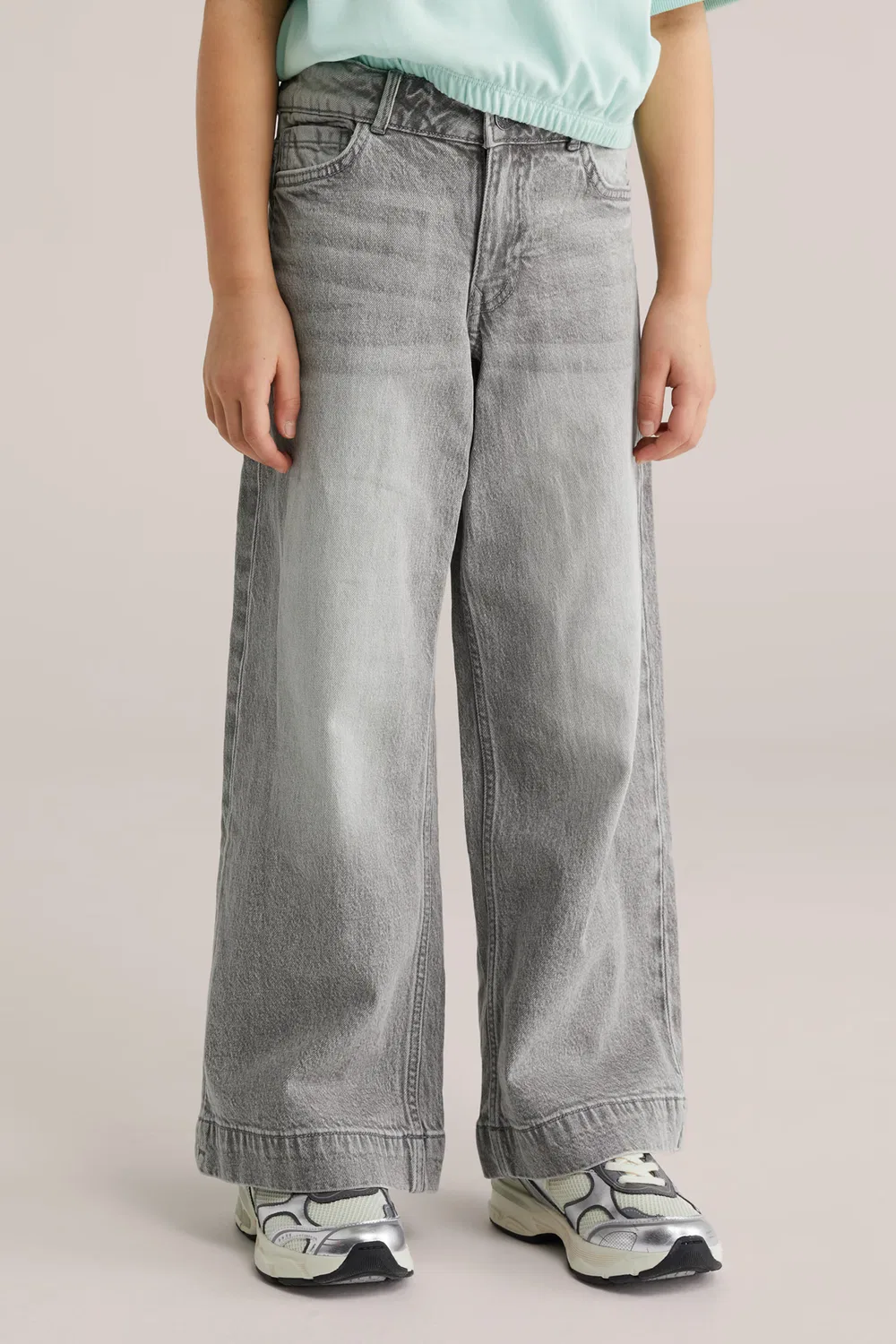Джинсы с широкими штанинами We Fashion, Grey Denim — фото 3