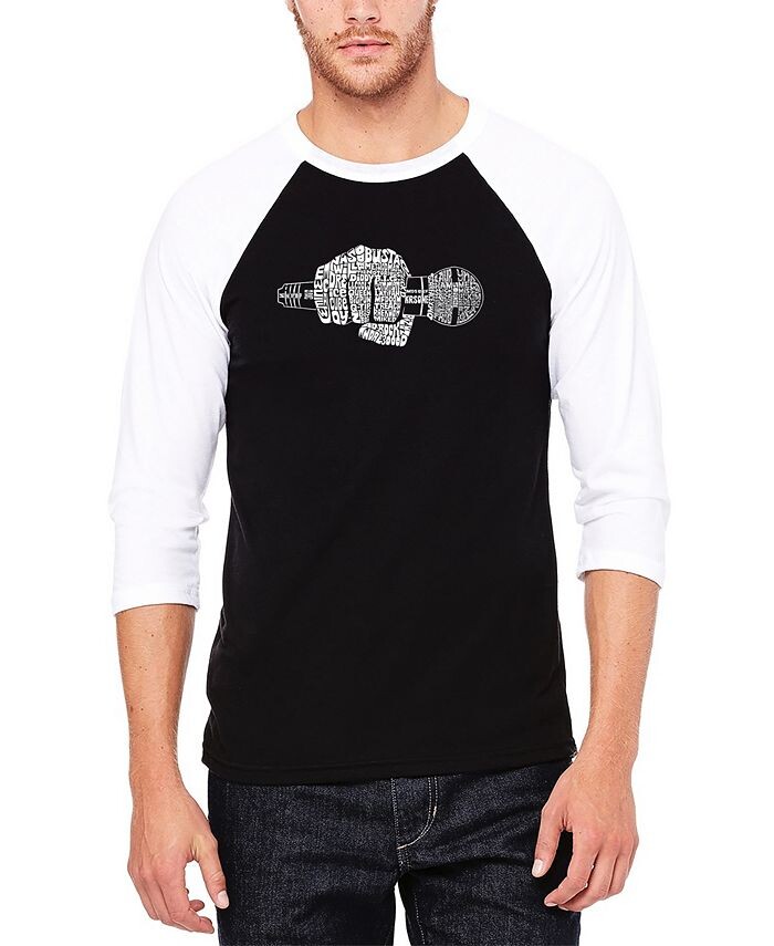 

Мужская футболка 90-х Rappers Raglan Baseball Word Art LA Pop Art, черный