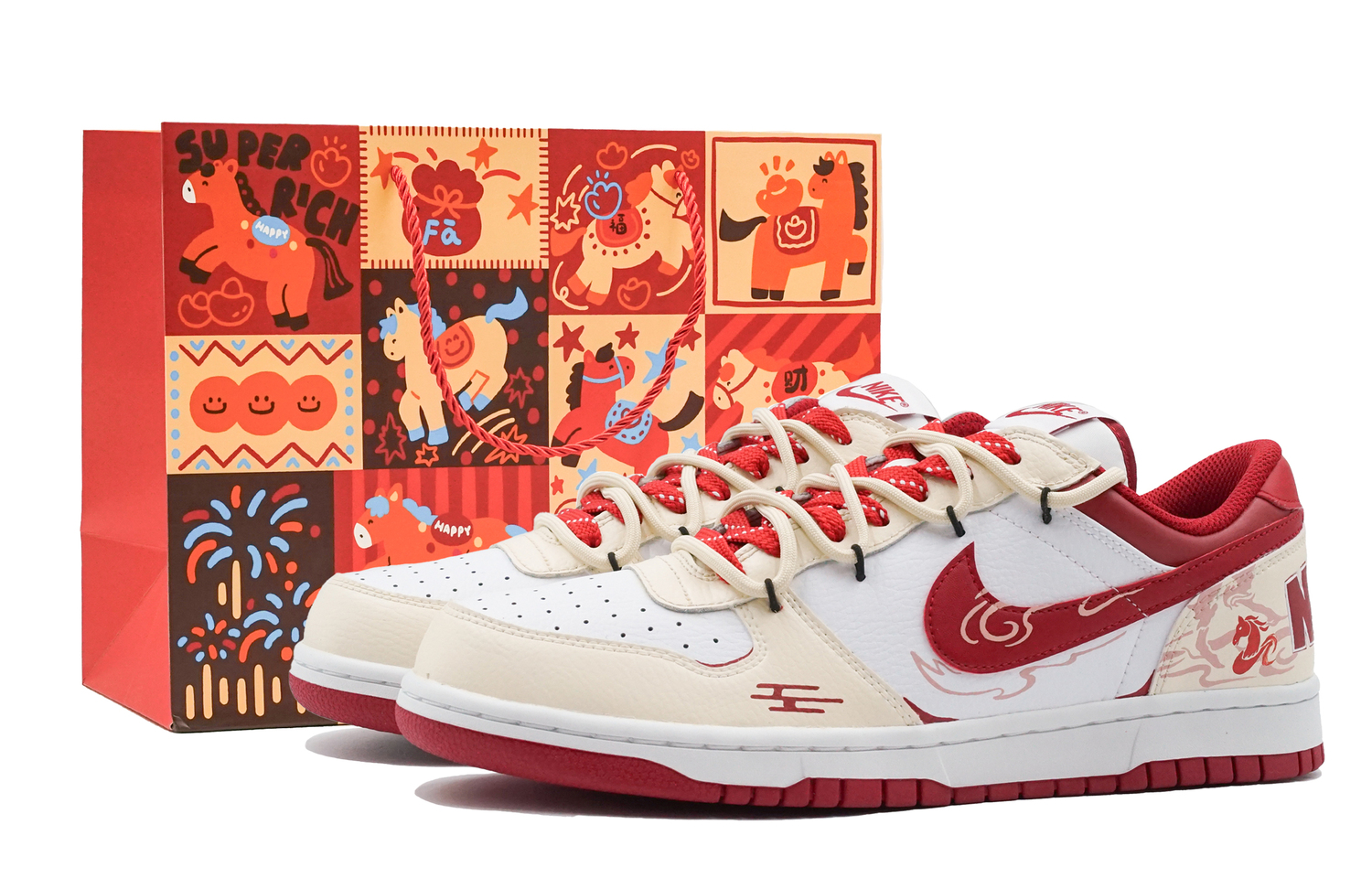 

Nike Dunk Instant Blessing Cushioning, износостойкие низкие кроссовки для скейтбординга Unisex White Rainbow