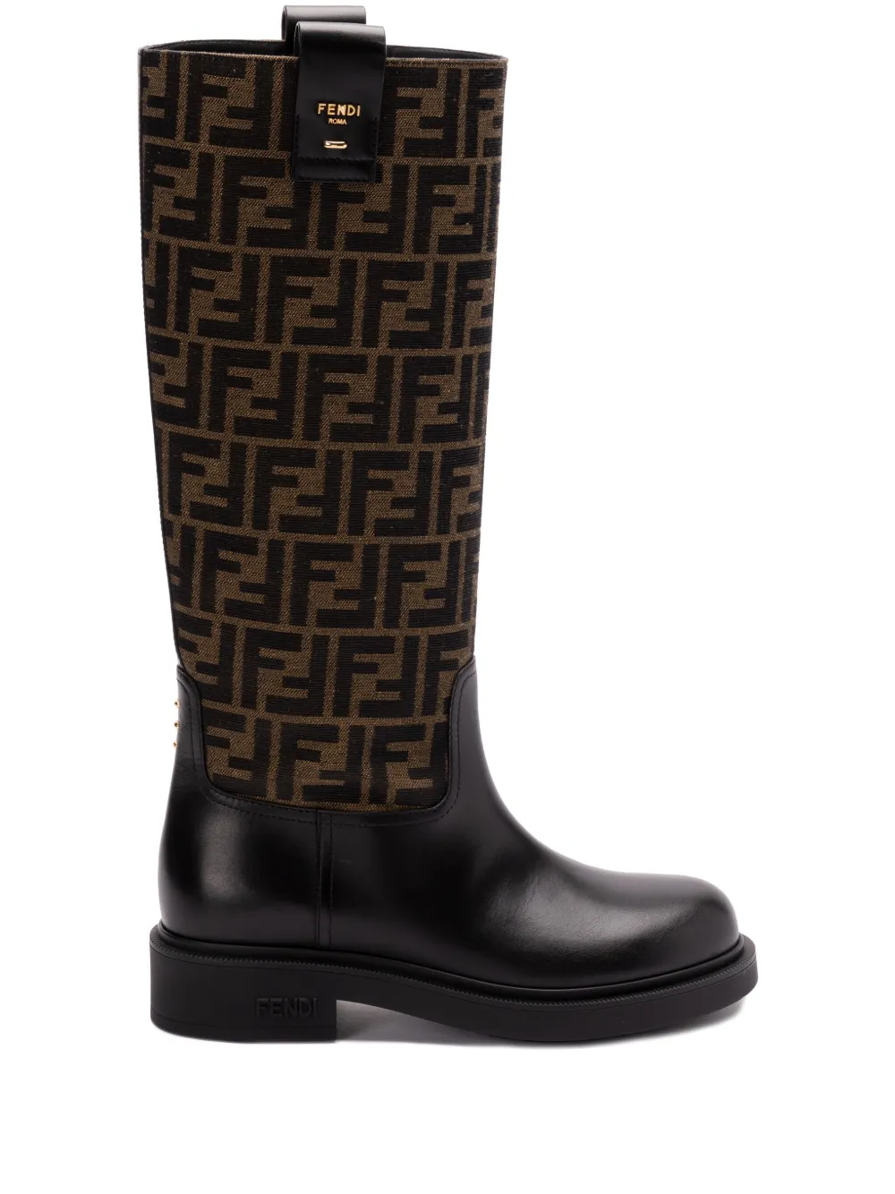 Жаккардовые сапоги с узором FF FENDI, черный