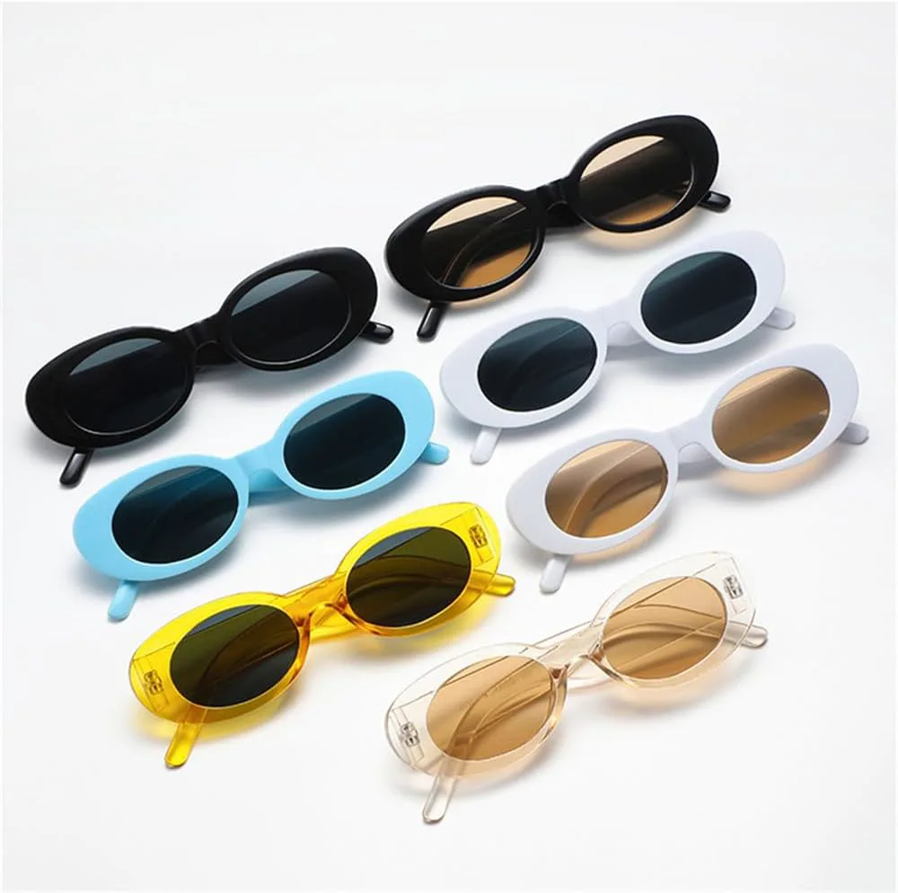 

Овальные солнцезащитные очки для женщин и мужчин, маленькие овальные солнцезащитные очки для женщин, очки с защитой от УФ-излучения UV400 DSVIGF, Black Grey