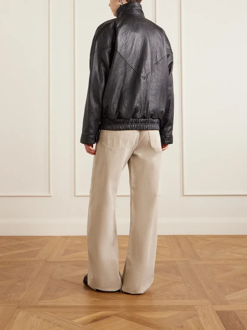 Жакет из фактурно-текстурной кожи Acne Studios, черный — фото 4