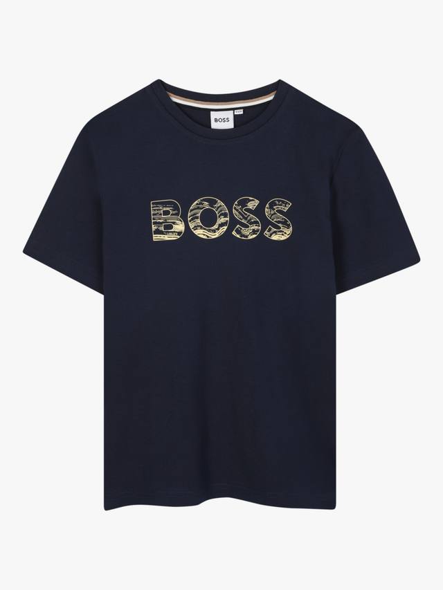 

Детская футболка с коротким рукавом из хлопковой смеси и круглым вырезом HUGO BOSS