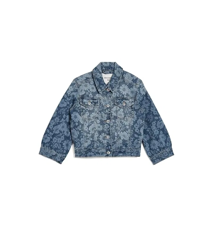 Джинсовая куртка оверсайз Floral Oversize Denim Jacket abercrombie kids, ANF Light Grey Heather