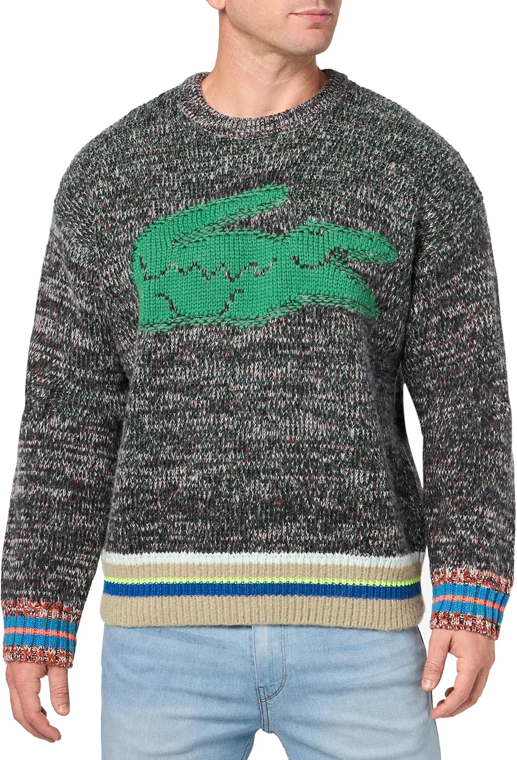 

Lacoste мужской свитер с круглым вырезом и цветными блоками, Flour/Multico