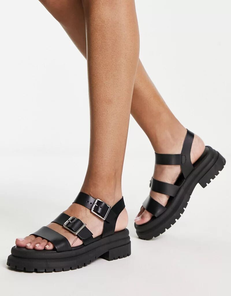 

Черные кожаные массивные сандалии schuh Tyla
