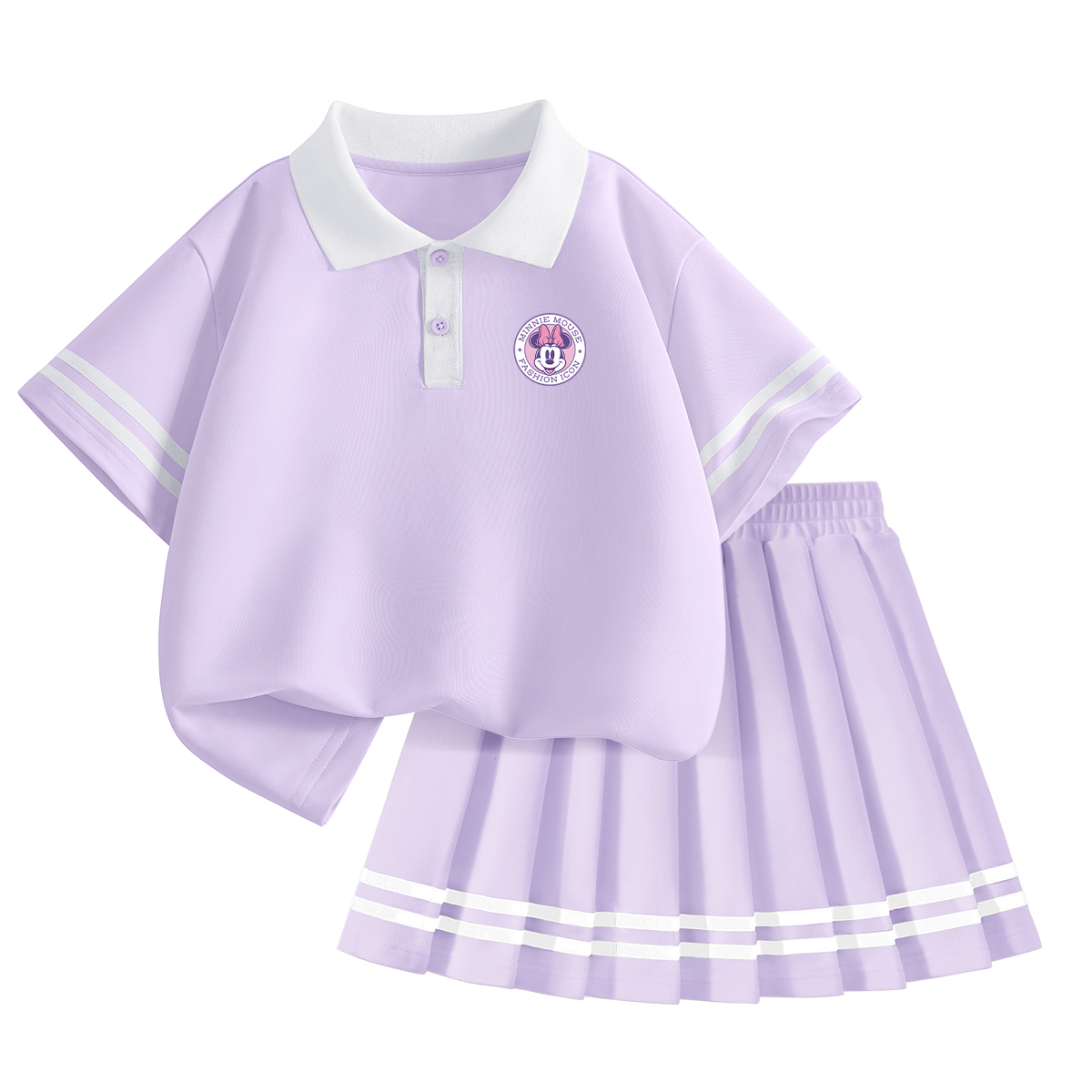 

Детский комплект из двух частей: юбка, воротник-поло, средней длины Disney, di jie mao minnie k soft фиолетовый+solid soft фиолетовый