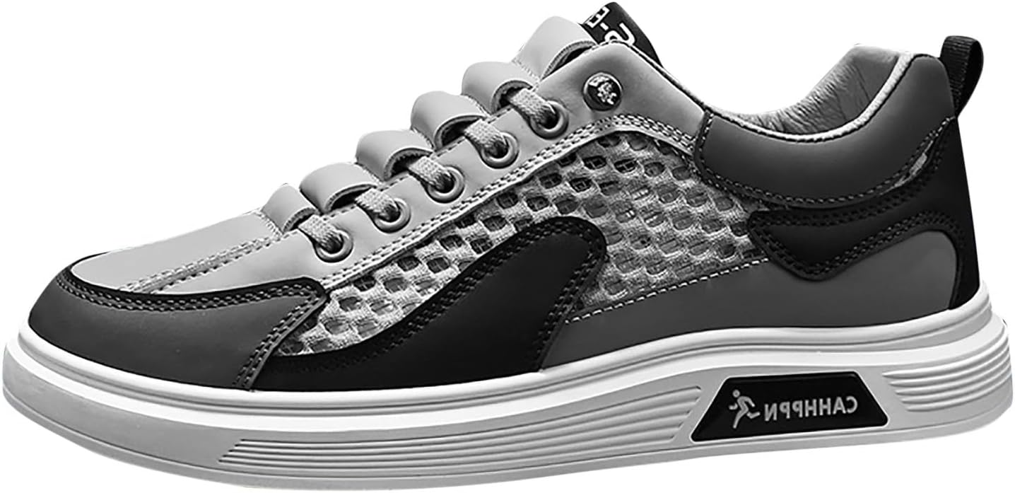 

Мужские летние дышащие сетчатые повседневные туфли, модные кроссовки с мягкой подошвой и вырезами, размер S Generic, серый