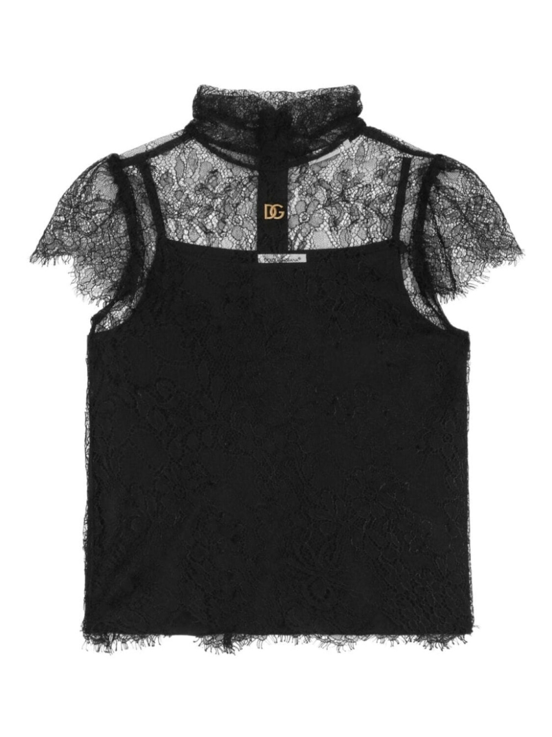 

Dolce & Gabbana кружевная блузка с логотипом, черный