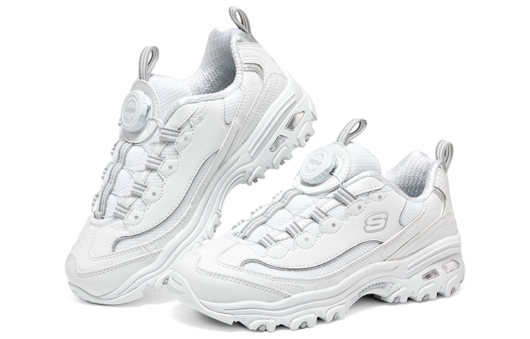 Низкие амортизирующие детские кроссовки для повседневной носки Skechers, белый/серебряный — фото 4