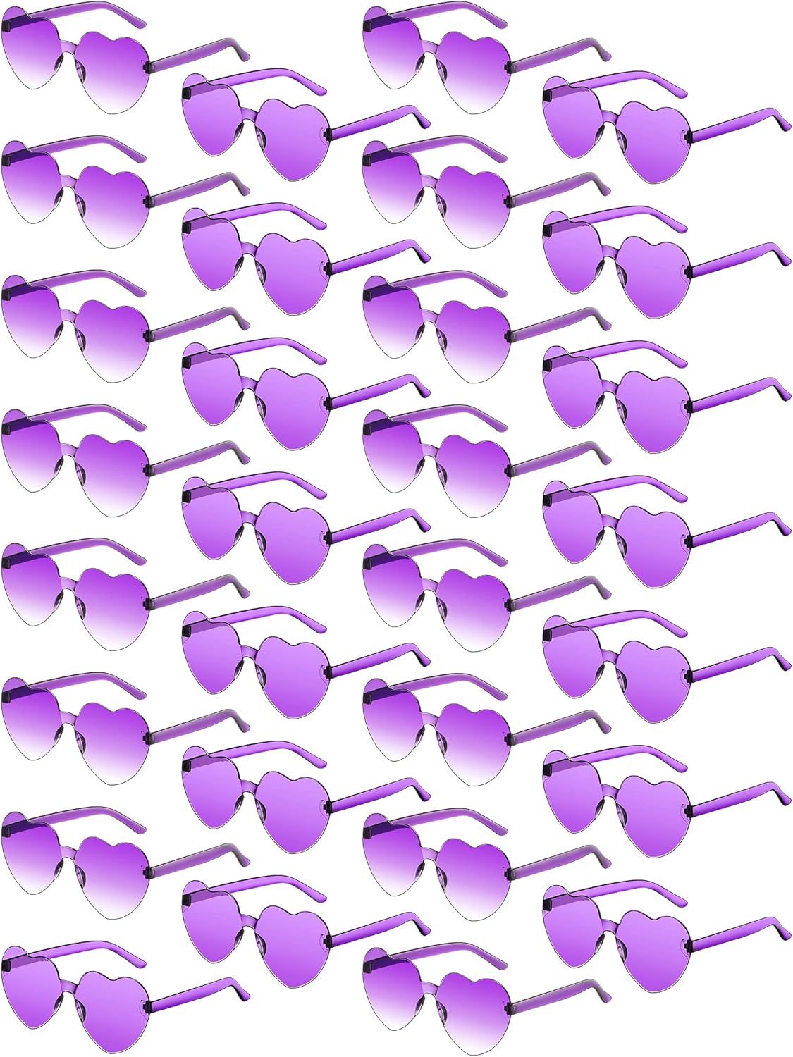 

Flutesan 30 пар солнцезащитных очков в форме сердца, безободковые солнцезащитные очки в форме сердца, аксессуары, стильные очки для женщин и мужчин, сувениры для вечеринок, Purple