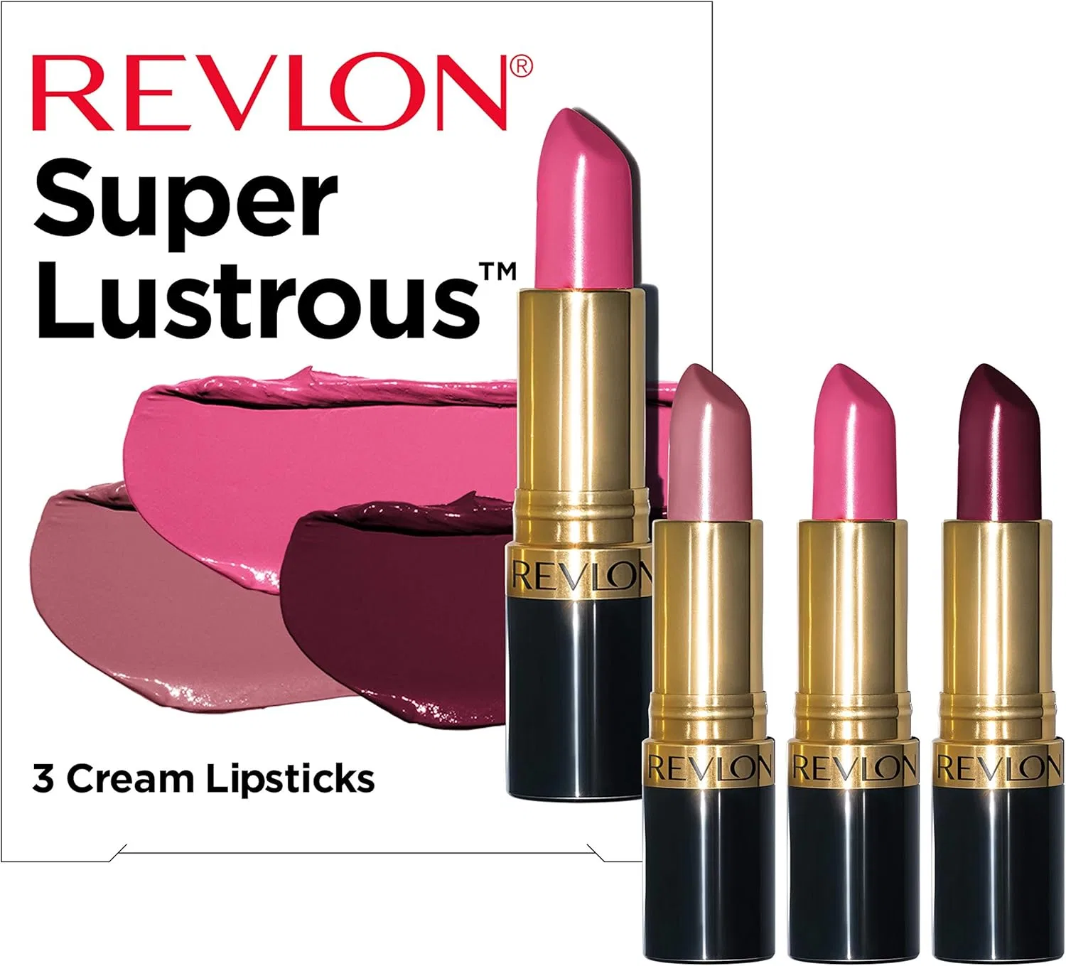Набор помад Revlon Super Lustrous 3 шт, кремовый финиш, розовый, сливовый и ягодный — фото 2
