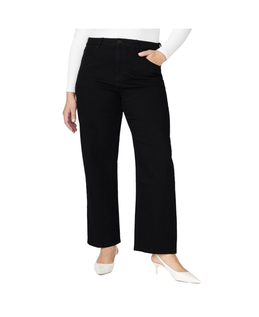 

Женские джинсы больших размеров Naomi Comfort Stretch Straight Leg Jean ELOQUII, Black rinse
