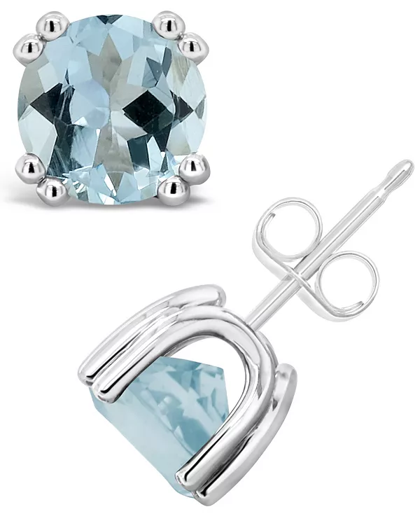 

Серьги-Гвоздики с аквамарином (2,5 карата) из стерлингового серебра Macy'S, aquamarine