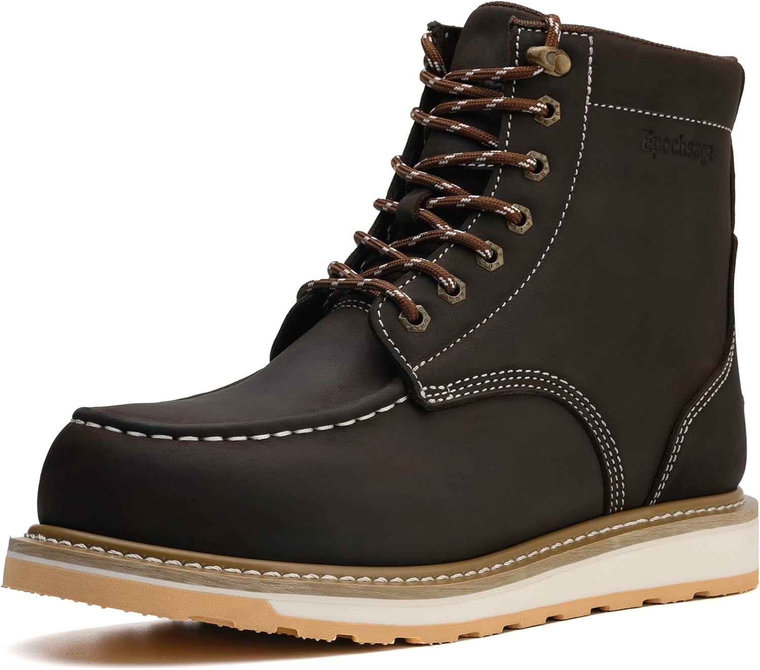 

Мужские водонепроницаемые ботинки Epochsaga Steel с носком Мок Тоу, модные классические утепленные промышленные строительные ботинки до щиколотки, темно-коричневые, 15 см