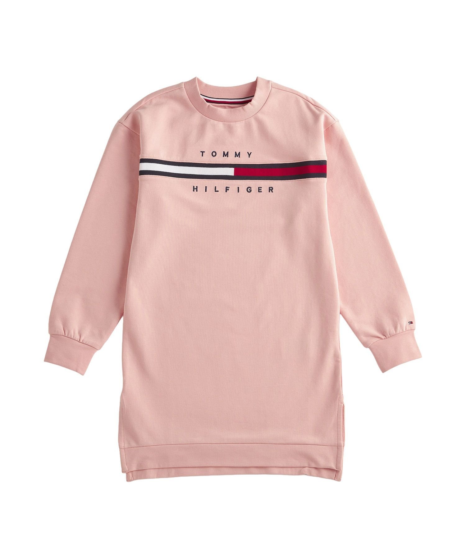 Девичье платье с круглым вырезом и ребристой вставкой TOMMY HILFIGER, Pink TJX