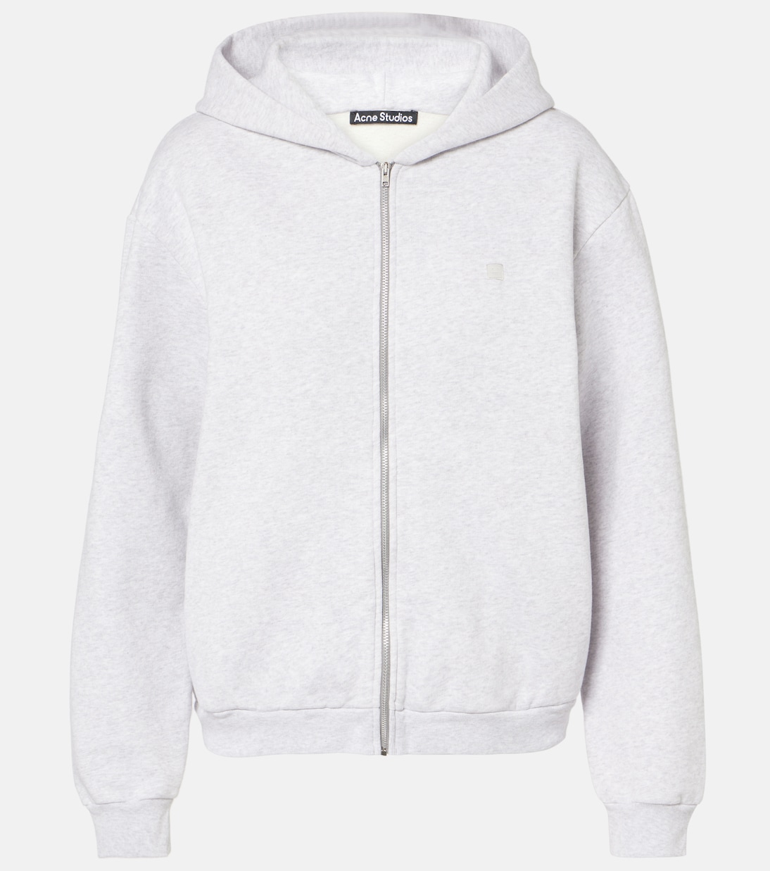 

Толстовка с капюшоном из хлопкового джерси на молнии Acne Studios, Pale Grey Melange