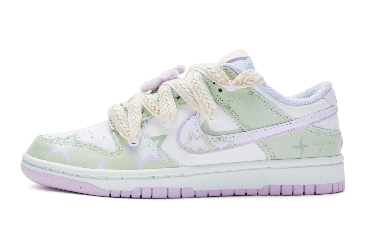 

Кроссовки Nike Dunk Skateboard Shoes Women's Low-Top White/Green/Purple