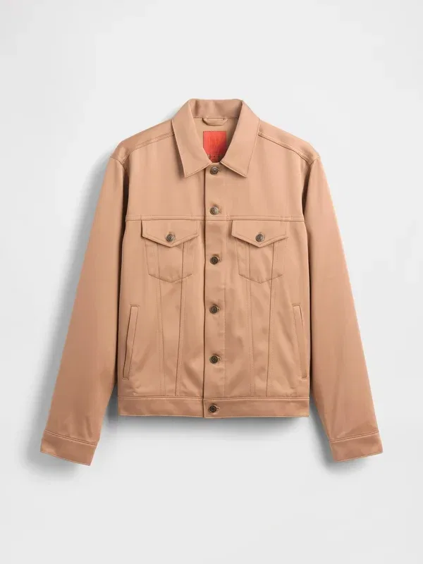Куртка-бомбер Gap Studio icon satin jacket summer jacket, верблюжий — фото 4