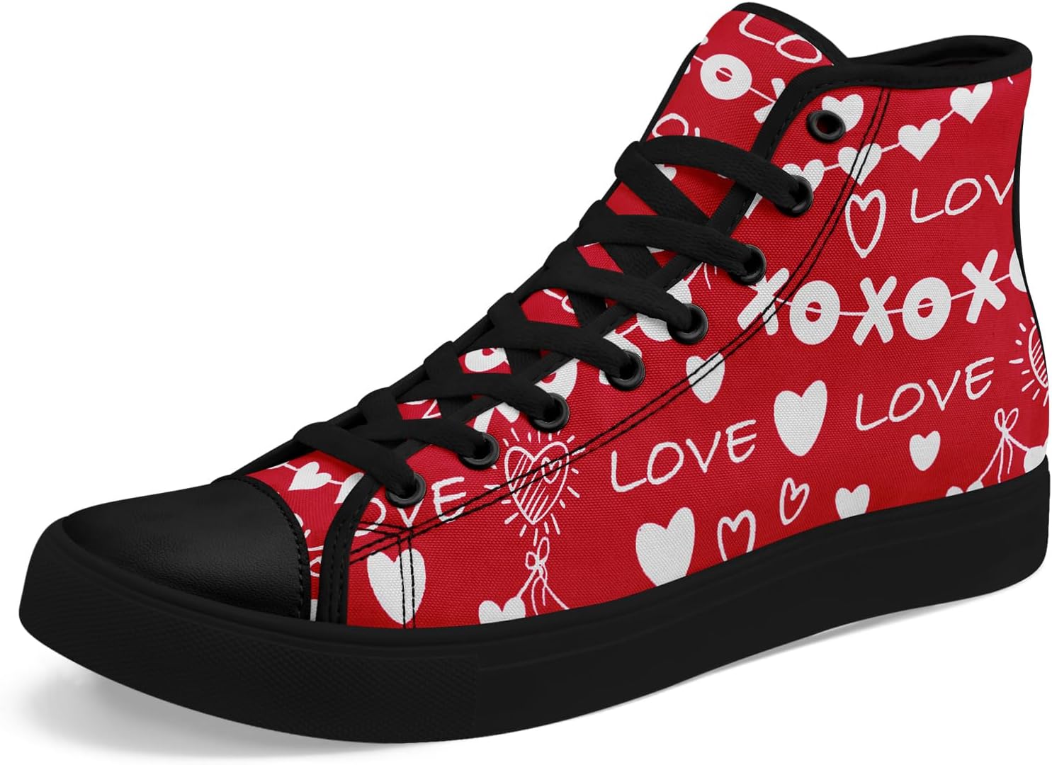 

Высокие кеды для мужчин и женщин - романтический дизайн, стильные повседневные кроссовки для прогулок, модный подарок для любимого Coolcustomize, Red-b