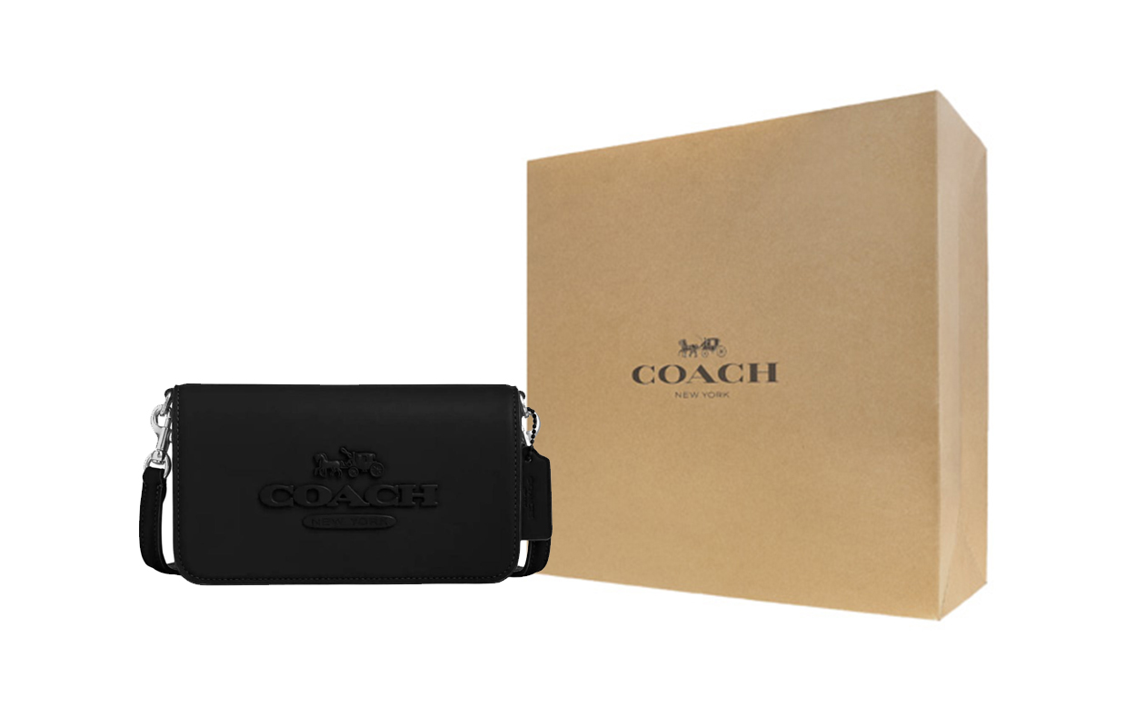 

COACH Кожаная наплечная сумка через плечо малого размера унисекс черная