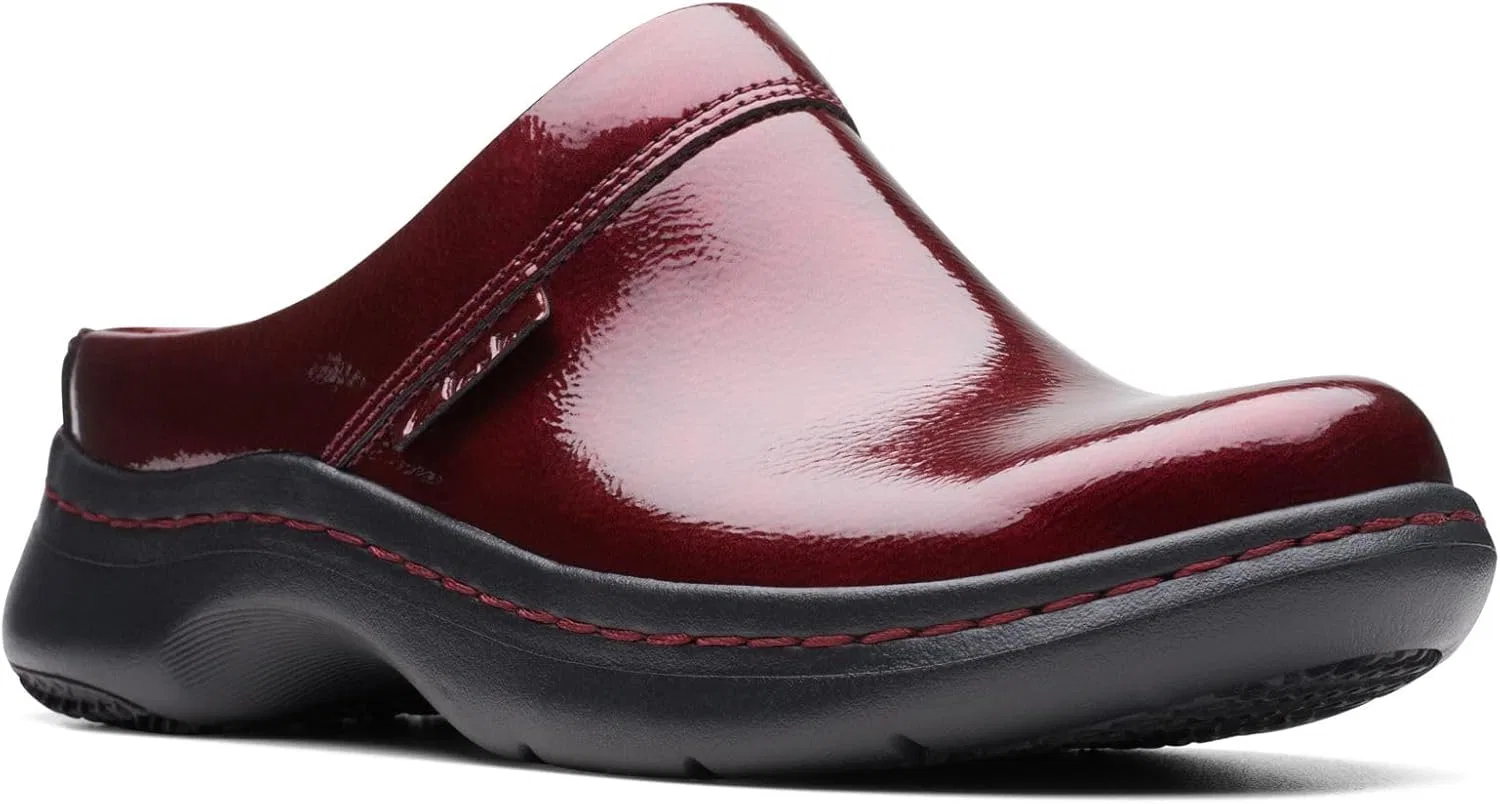 Женские сабо Clarks Clarkspro, Burgundy Patent Synthetic — фото 2