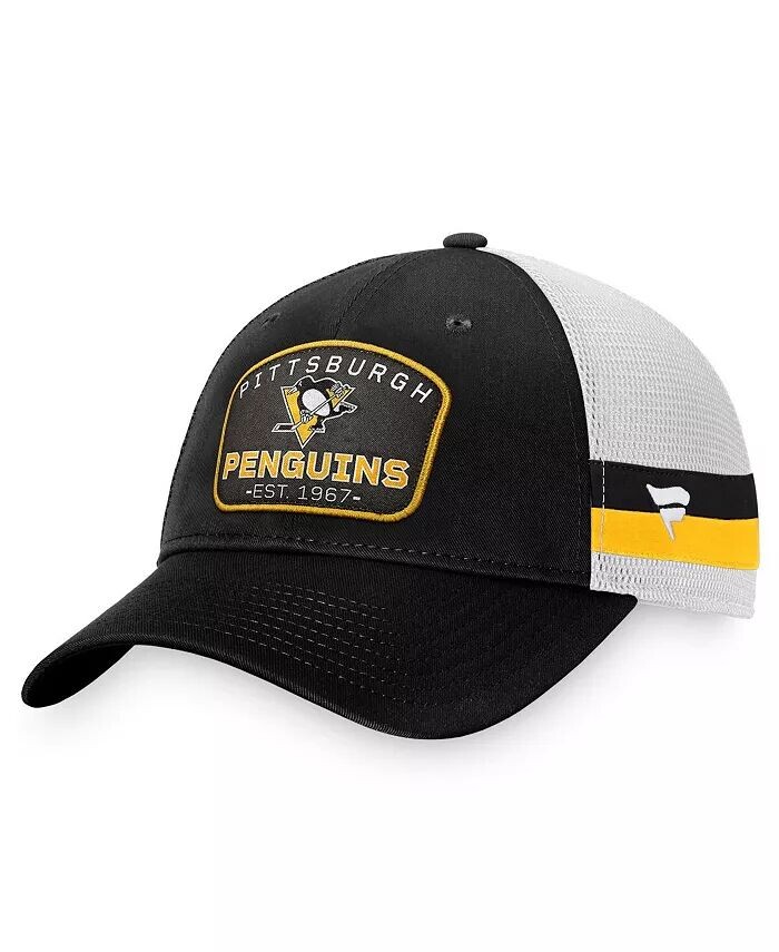 

Мужская черно-белая регулируемая кепка Pittsburgh Penguins Fundamental в полоску Fanatics, черный