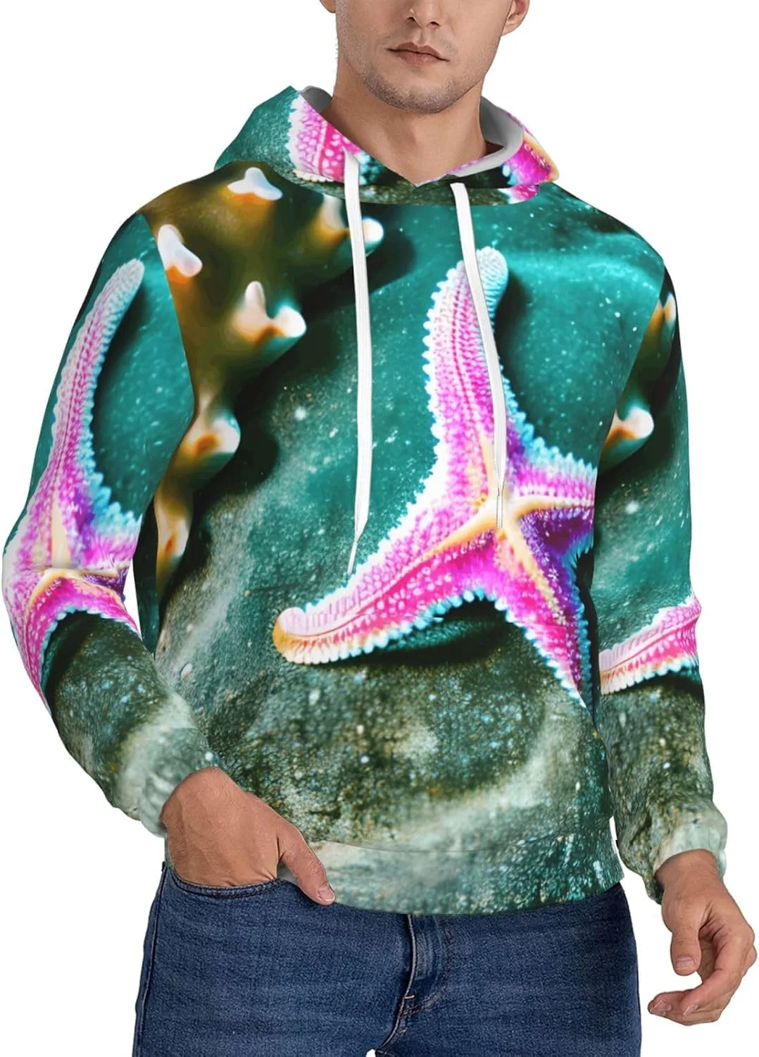 

BaerK мужская флисовая толстовка с капюшоном и принтом морской звезды