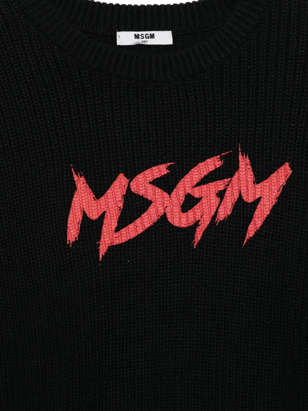 Свитер с круглым вырезом и логотипом Msgm Kids, черный — фото 3