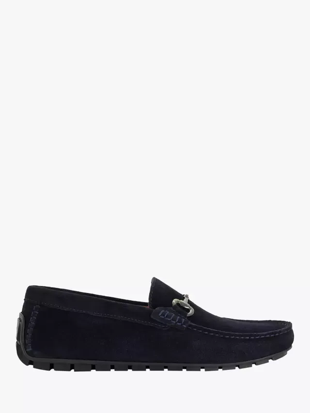 Мокасины-лоферы Brackon Wide Fit из замши с отделкой под уздечку Dune London, Navy