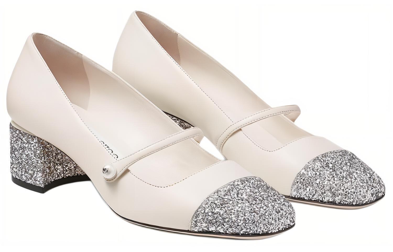 Туфли-лодочки Elisa 45mm Jimmy Choo, бело-серебристые — фото 4