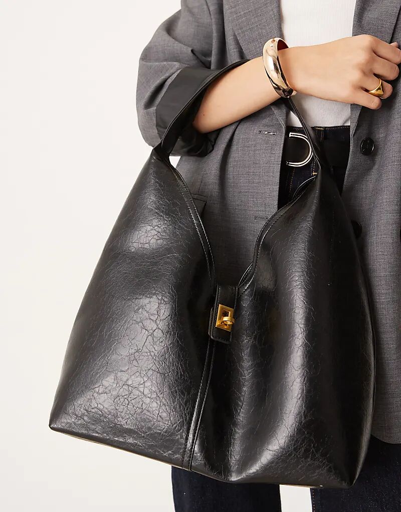 

Сумка-тоут ASOS DESIGN с замком черного цвета