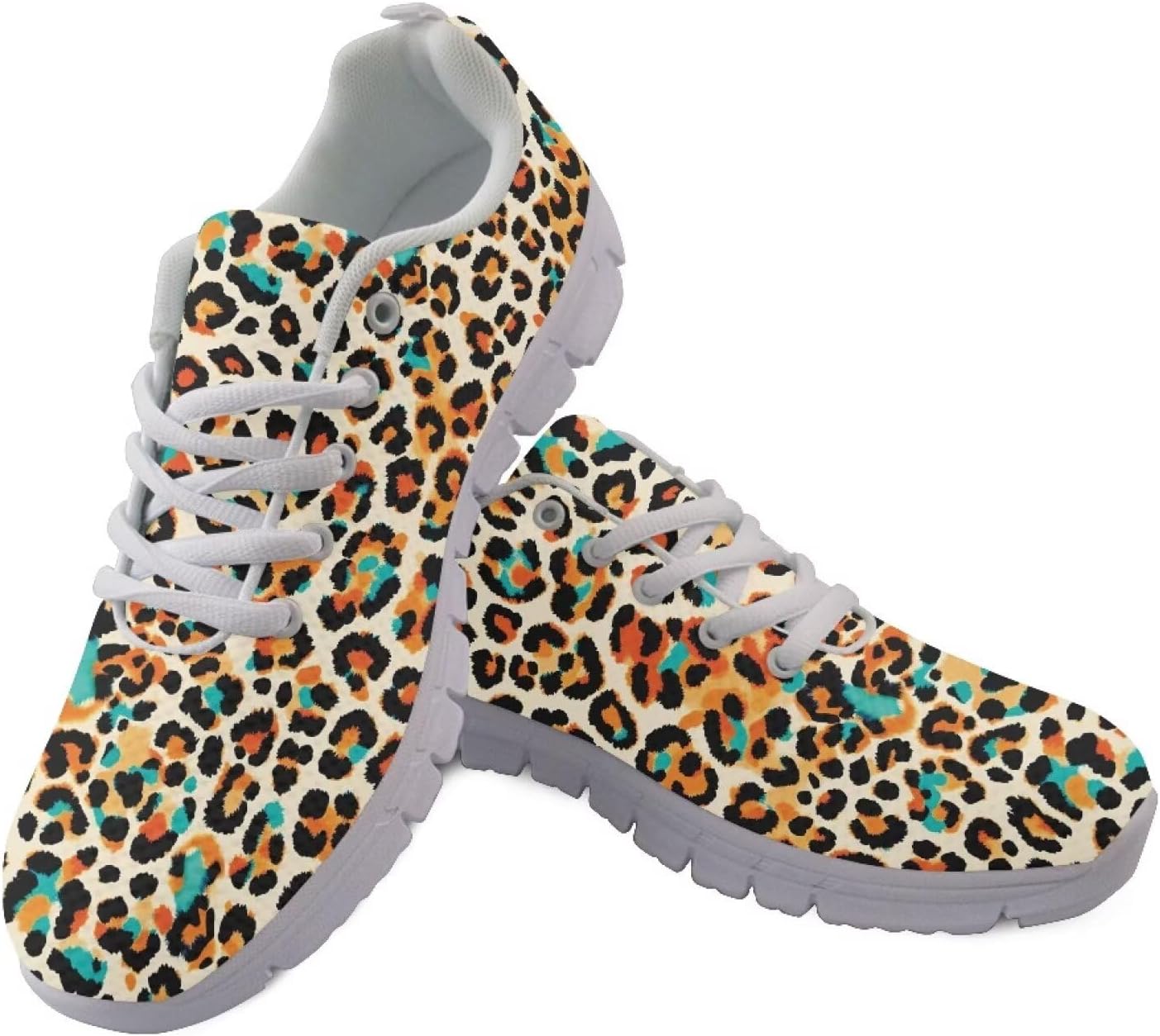 

Кроссовки POLERO с леопардовым принтом для мужчин и женщин, с шнуровкой, легкие, для ходьбы, повседневные, размеры США 5-12, Leopard Print