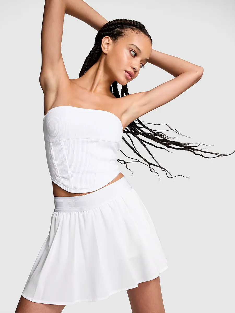 

Хлопковый корсетный топ без бретелек с завязками Pink Bralettes & Bra Tops, белый