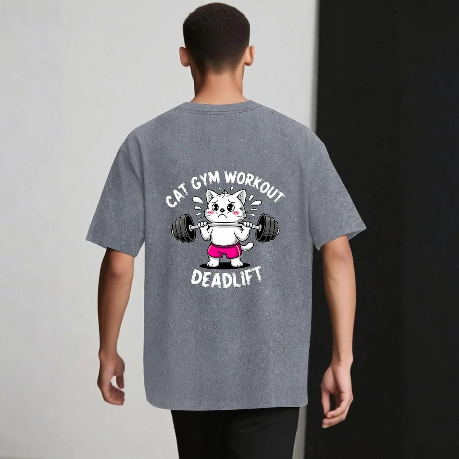 Футболка Cat Gym Workout Deadlift для женщин Generic, светло-серый — фото 2