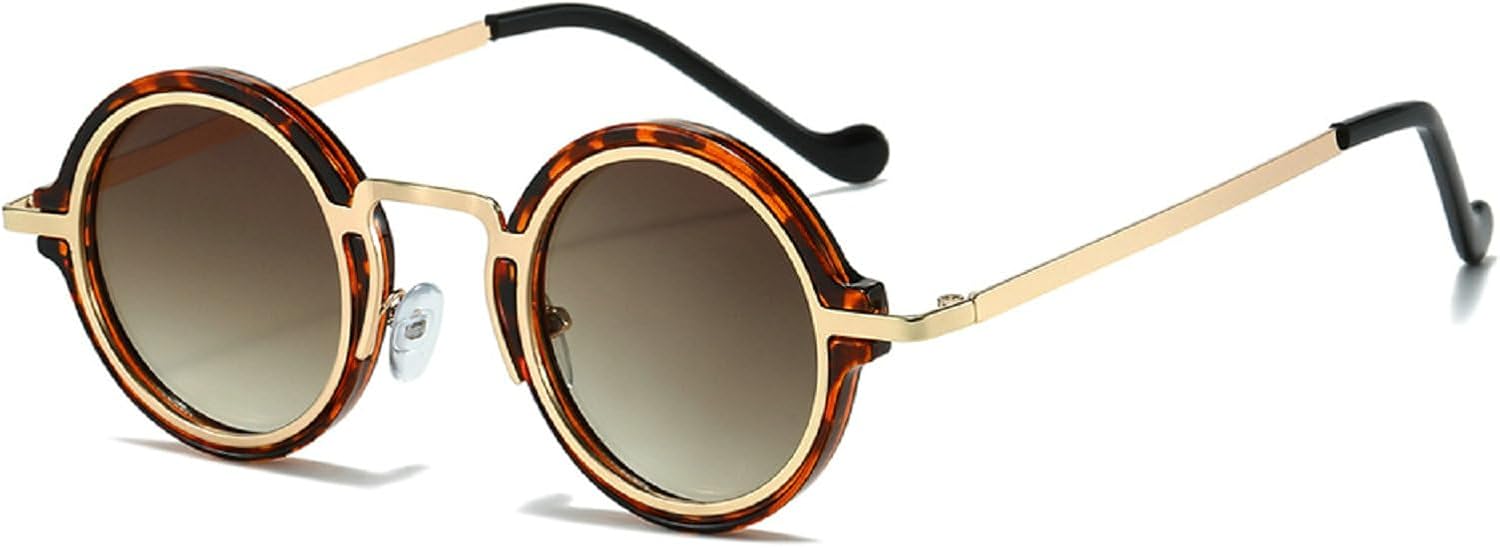 

Солнцезащитные очки в стиле ретро-панк для женщин, винтажная мода 90-х, маленькая металлическая оправа, градиентные солнцезащитные очки в стиле хиппи, милые круглые солнцезащитные очки mincl, Leopard