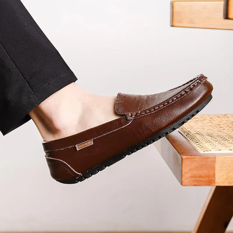 Лоферы кожаные Loafers for Men Square Toe, коричневый PUGHGAETZF — фото 4