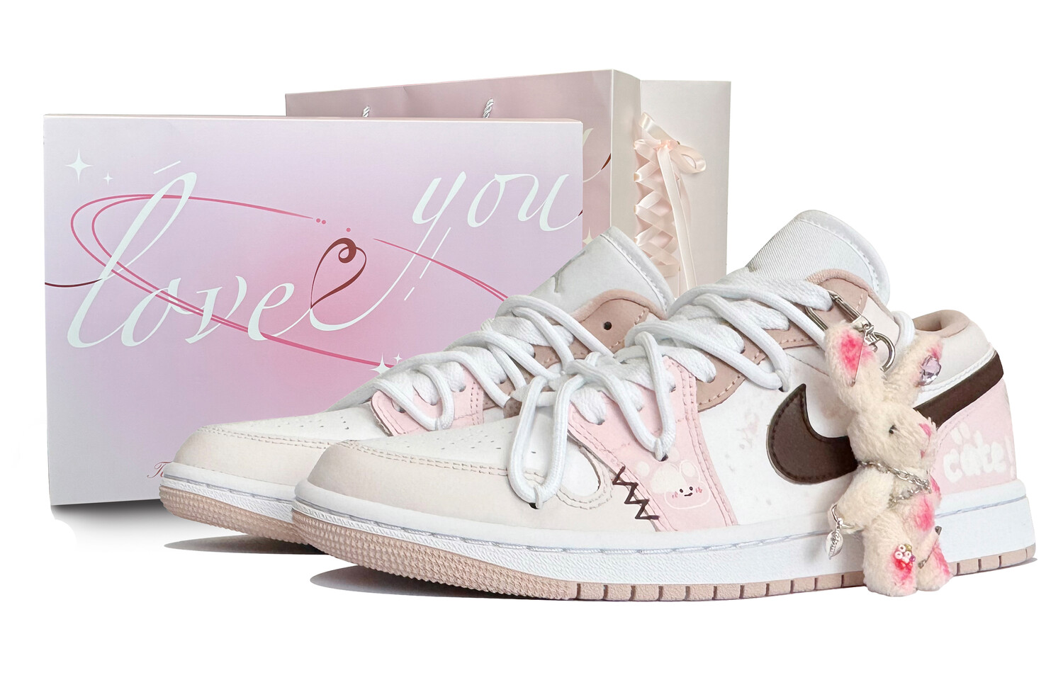 

Кроссовки Air Jordan 1 Vintage Basketball Shoes Unisex Low-top Pink/white, розовый