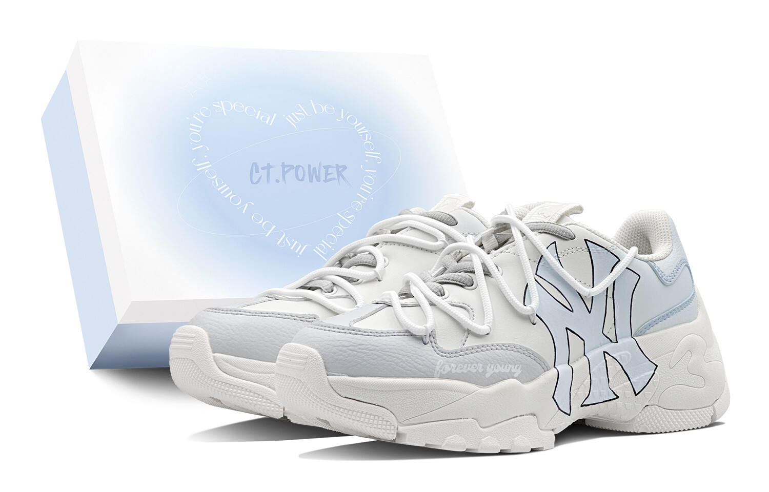 

Кроссовки MLB Big Ball Chunky Chunky Sneakers Unisex Low-top Gray, синий