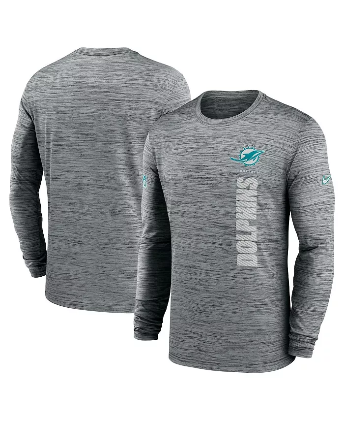 

Мужская серая футболка с длинным рукавом Miami Dolphins 2024 Sideline Velocity Performance Nike