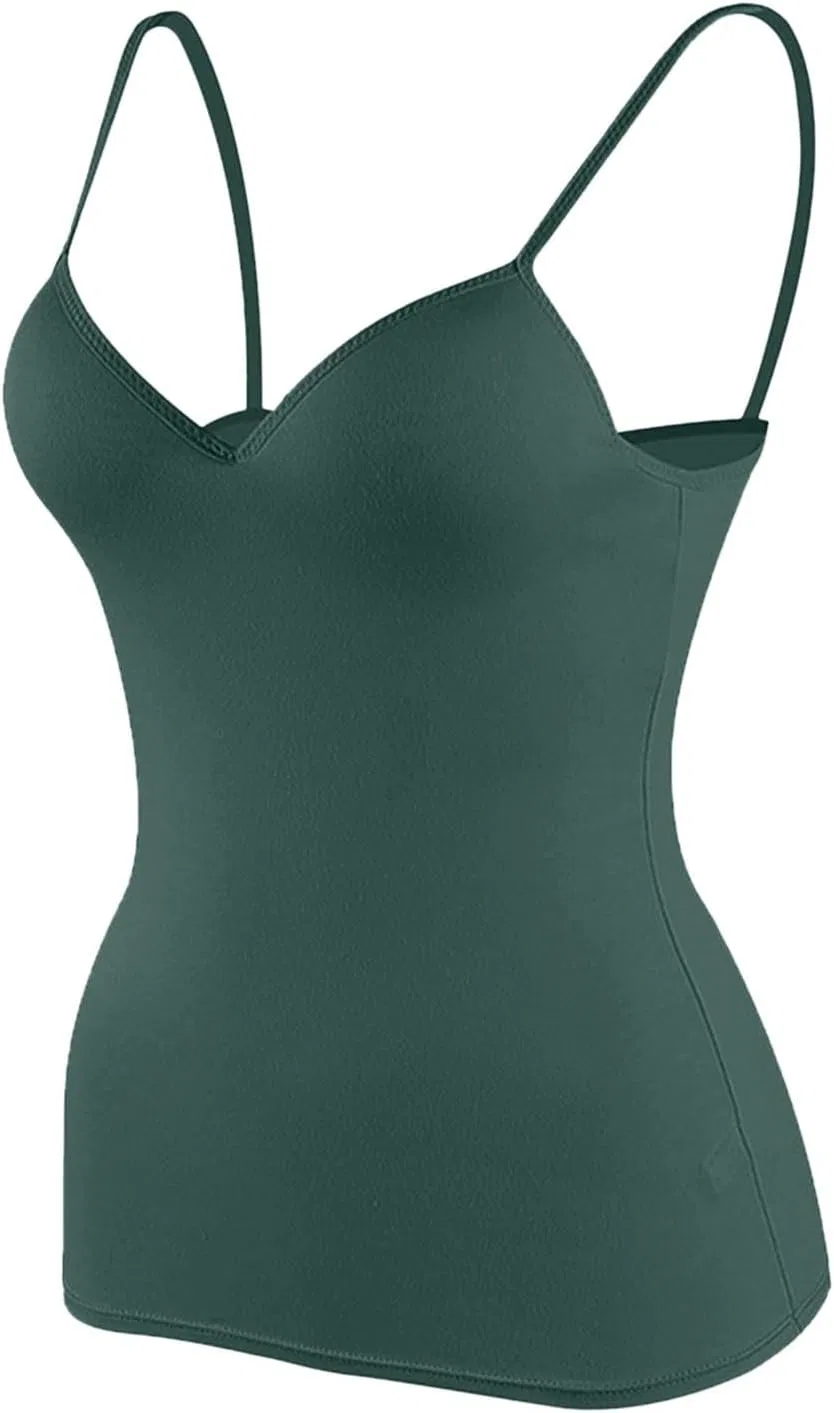 Женский топ на тонких бретелях с V-образным вырезом, Generic, A02 Dark Green
