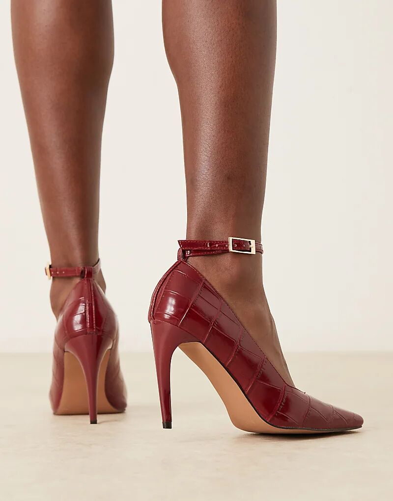Туфли-лодочки ASOS DESIGN Pippa на высоком каблуке с крокодиловой кожей бордового цвета — фото 2