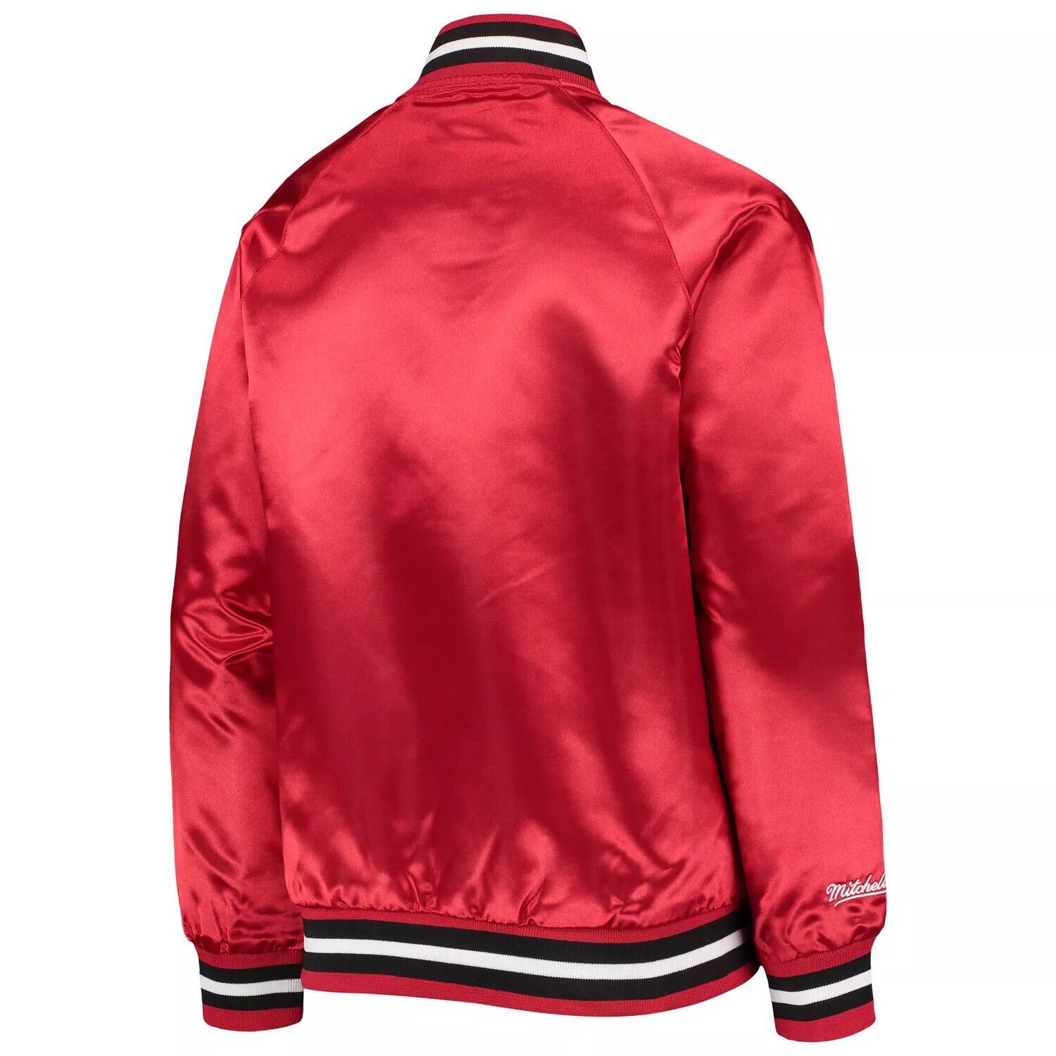 Молодежная куртка Mitchell & Ness Red Chicago Bulls из твердой древесины, классическая атласная куртка с длинными кнопками реглан Unbranded — фото 3