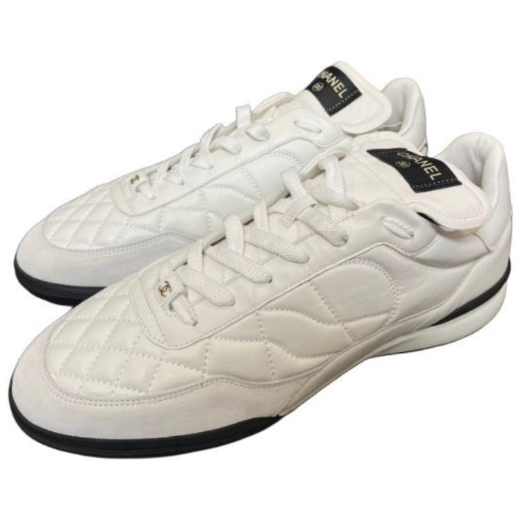 Кожаные низкие кеды мужские белые CHANEL, original shoe box included — фото 4