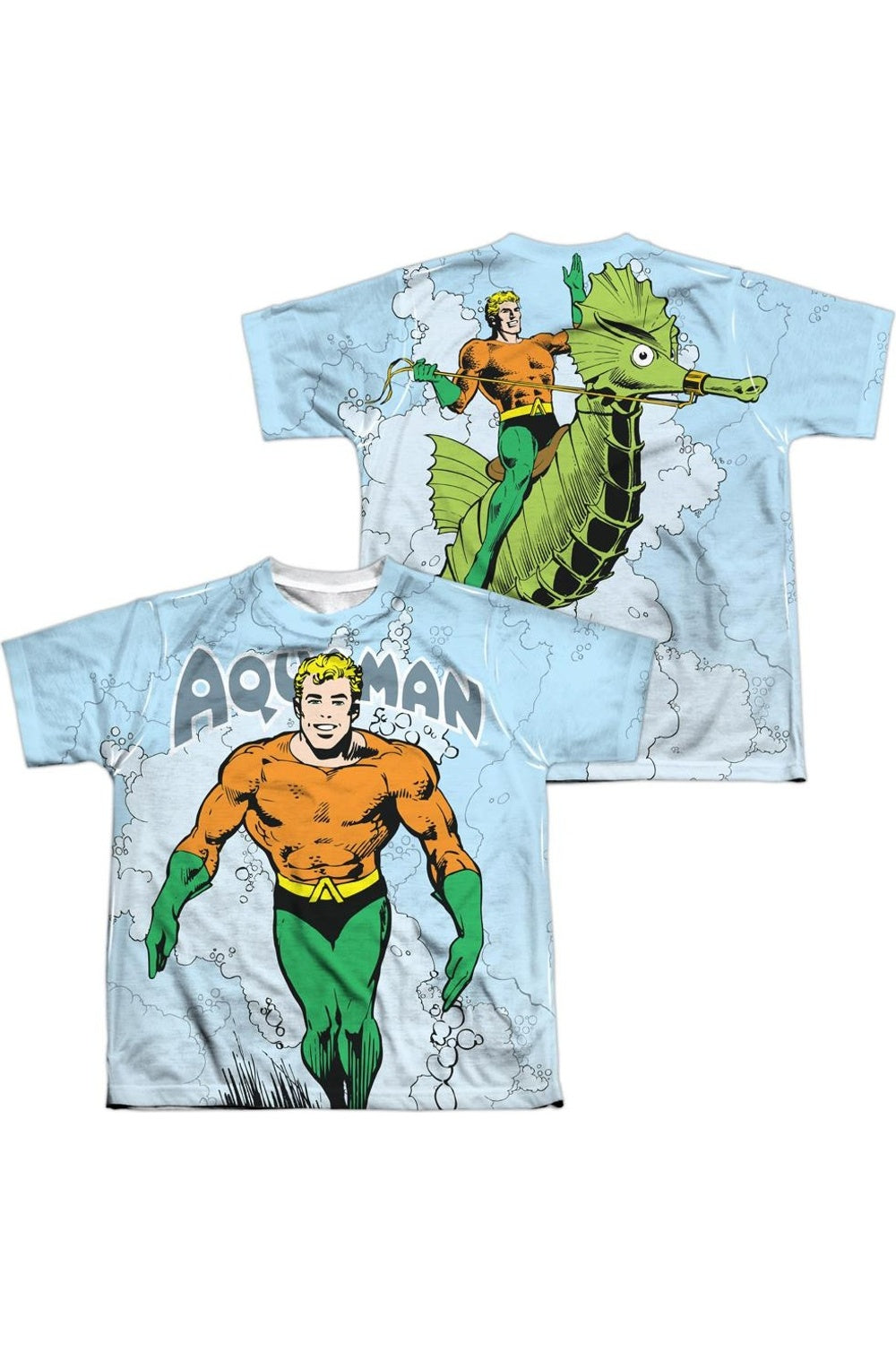 

Футболка с коротким рукавом для подростков DC Comics Classic Aquaman (принт спереди и сзади) Gildan, белый