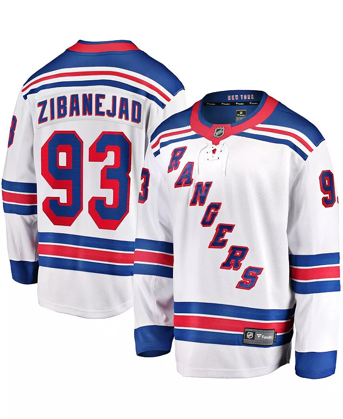 

Мужская футболка New York Rangers Away Premier Breakaway игрока Mika Zibanejad в белом цвете Fanatics